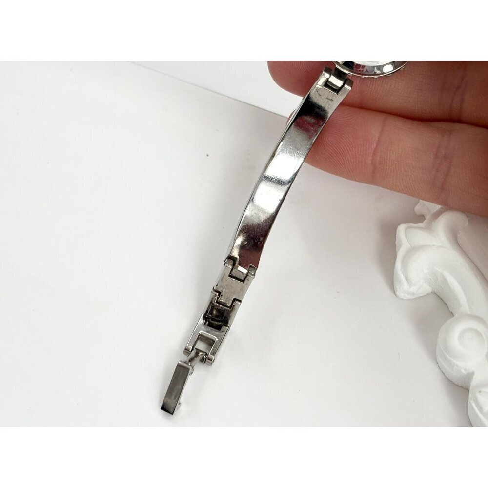 Parmex Silver Toned Vintage Rhinestoned Vintage Wristwatch - 16mm - WORKS! - Picture 8 of 10